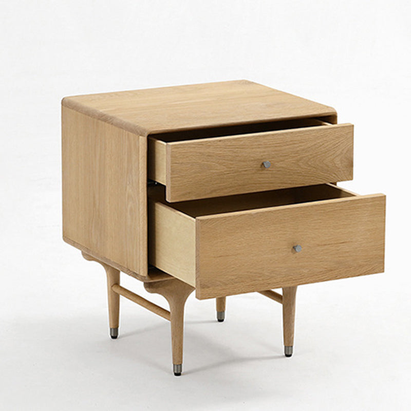 Contemporary Luxury Wood Cube 2-Drawer Nightstand
