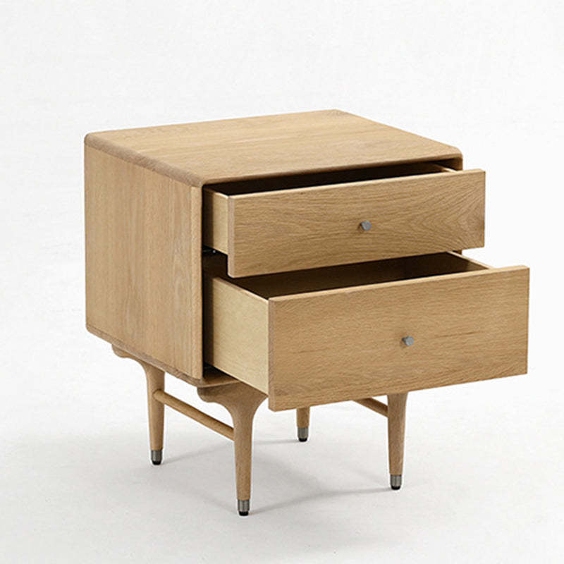 Contemporary Luxury Wood Cube 2-Drawer Nightstand