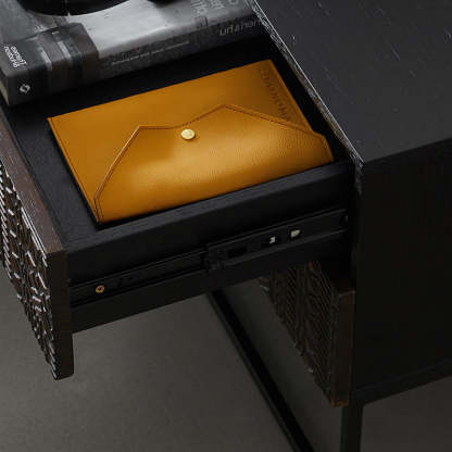 Contemporary Wood Carving Cuboid 2-Drawer Nightstand