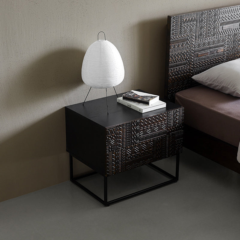 Lighom minimalist 2-drawer cuboid wood nightstands