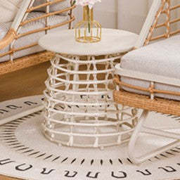 Contemporary Boho Sintered Stone Side Table