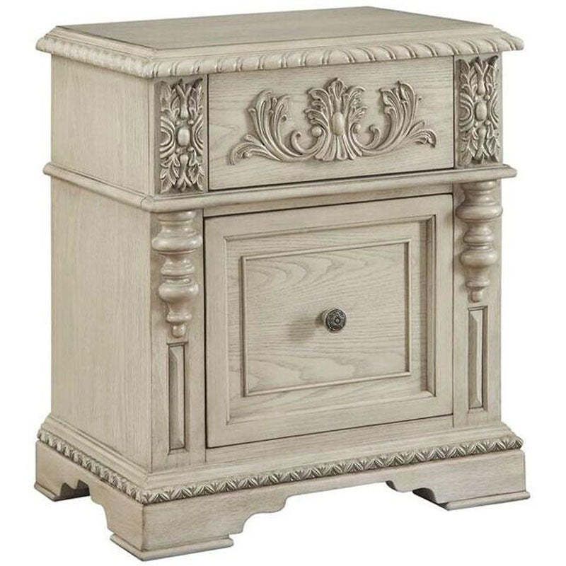 European Wood Carving Cuboid 2-Drawer Nightstand