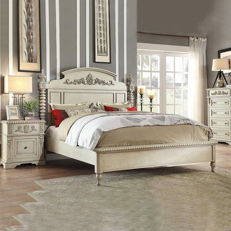 European Wood Carving Cuboid 2-Drawer Nightstand