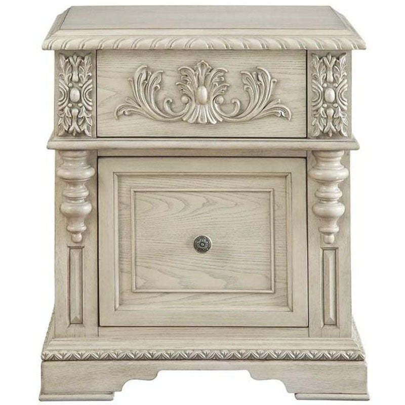 European Wood Carving Cuboid 2-Drawer Nightstand