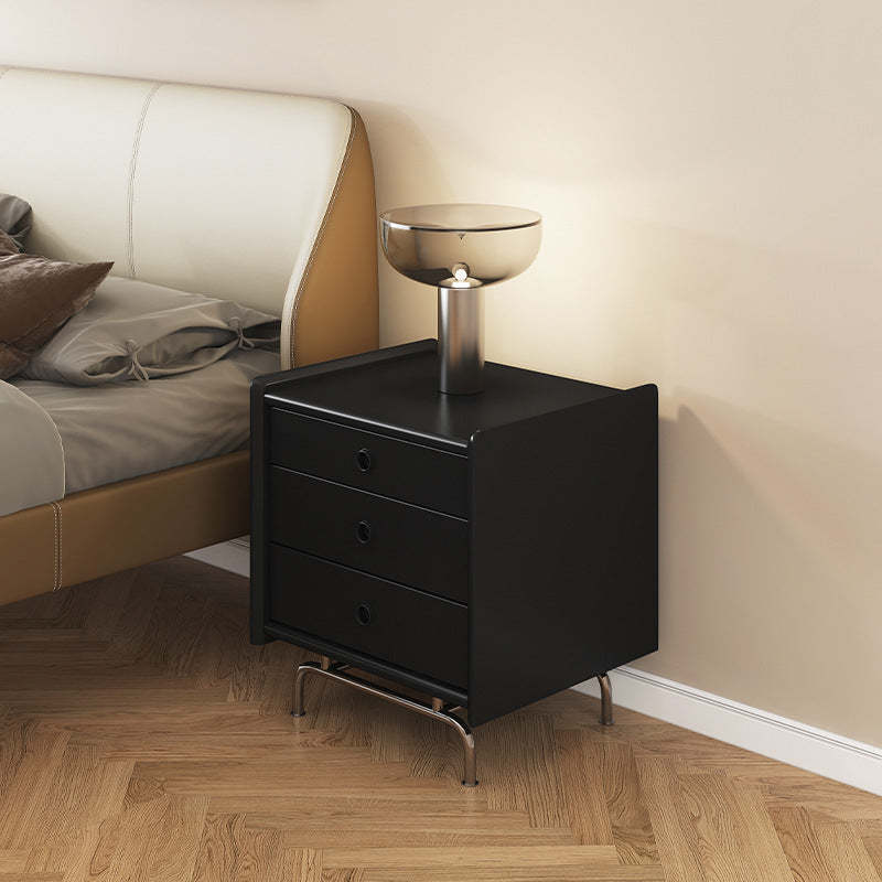 Modern Cube Wood 3-Drawer Nightstand — White