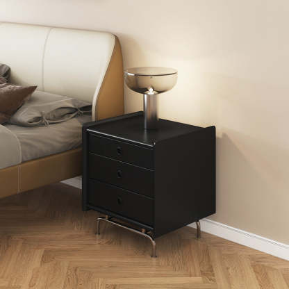 Modern Cube Wood 3-Drawer Nightstand — White
