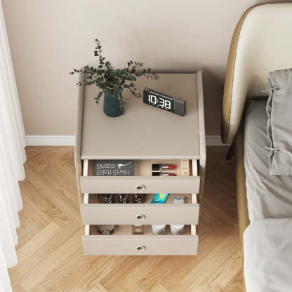 Modern Cube Wood 3-Drawer Nightstand
