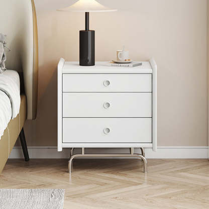 Modern Cube Wood 3-Drawer Nightstand