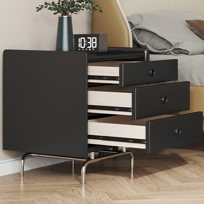 Modern Cube Wood 3-Drawer Nightstand