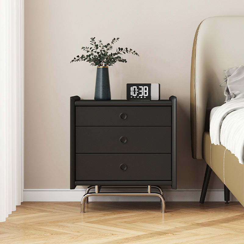 Modern Cube Wood 3-Drawer Nightstand