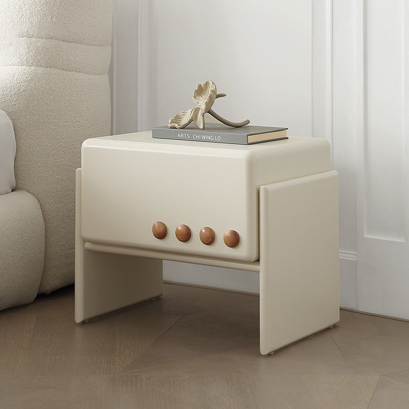 Scandinavian Cream Wood 1-Drawer Nightstand