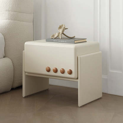 Scandinavian Cream Wood 1-Drawer Nightstand — White