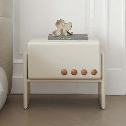 Scandinavian Cream Wood 1-Drawer Nightstand