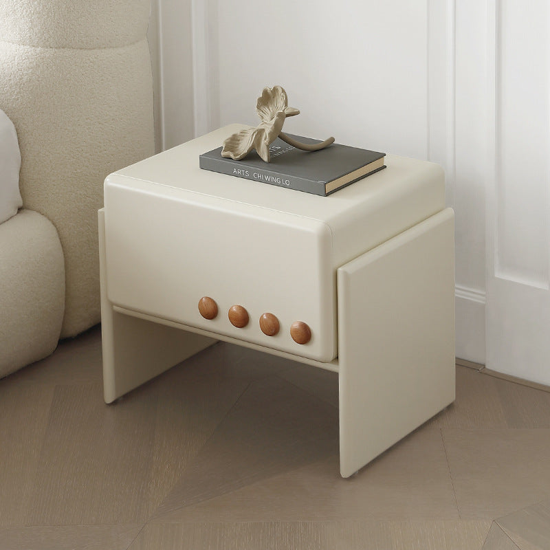 Scandinavian Cream Wood 1-Drawer Nightstand