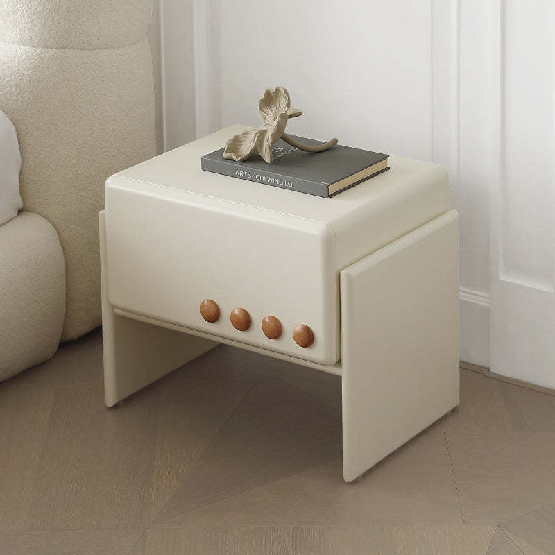 Scandinavian Cream Wood 1-Drawer Nightstand