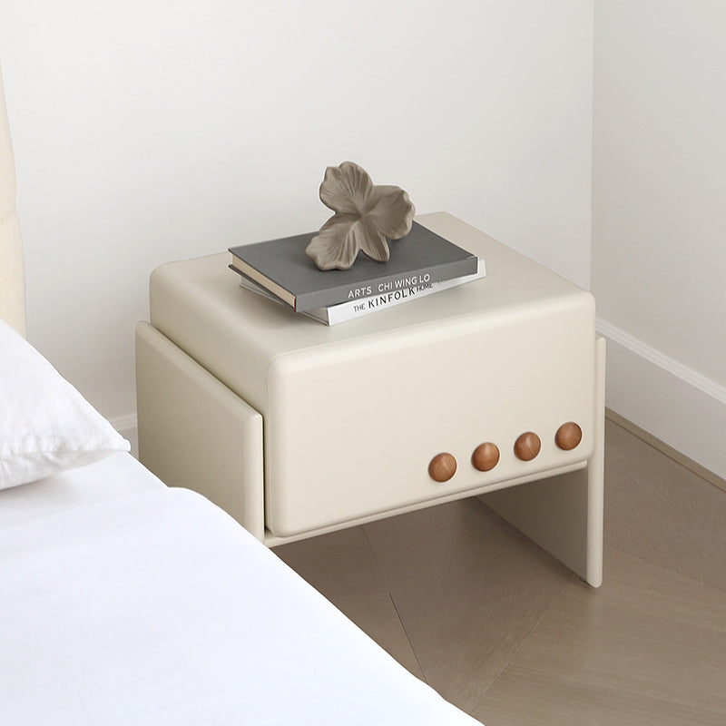 Scandinavian Cream Wood 1-Drawer Nightstand
