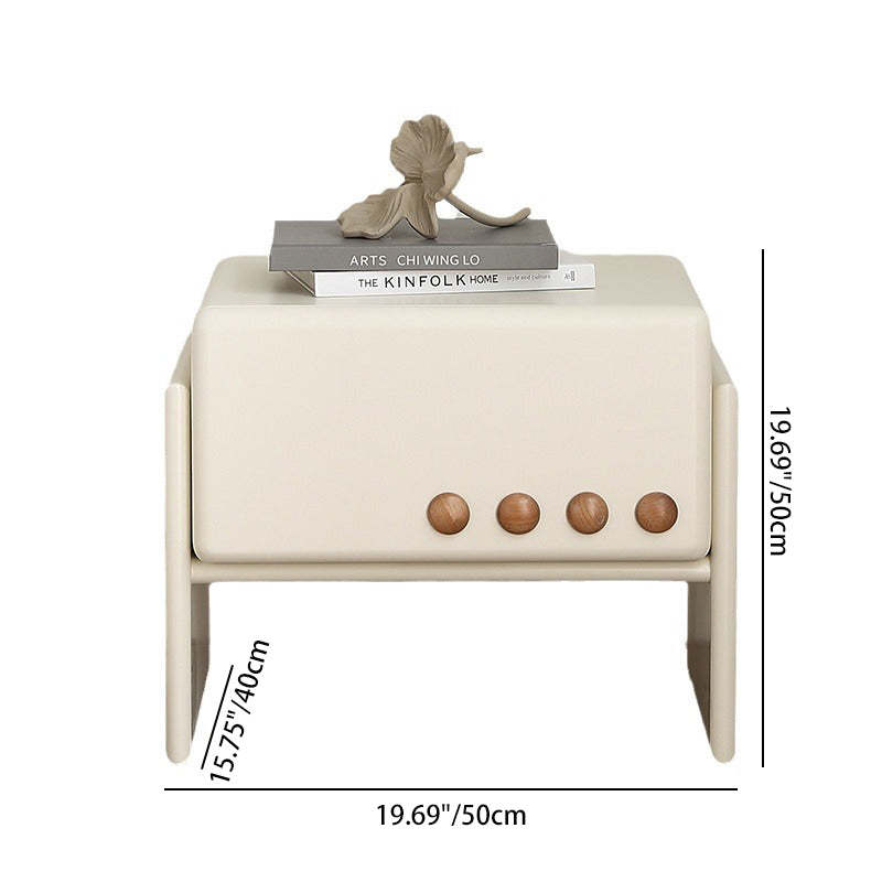 Scandinavian Cream Wood 1-Drawer Nightstand