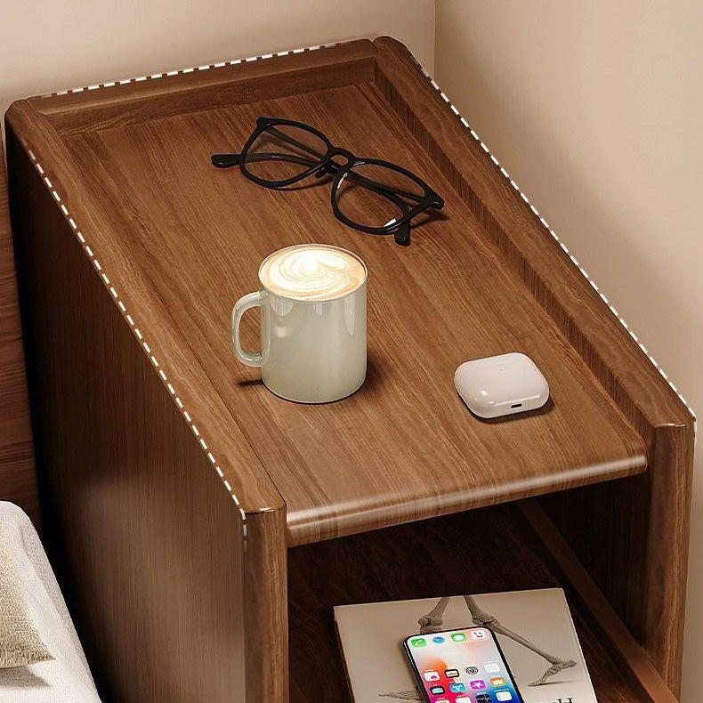Contemporary Solid Wood Ultra-Narrow 2-Drawer Nightstand