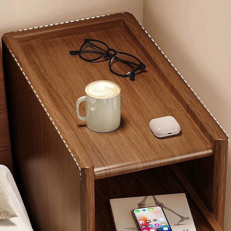 Contemporary Solid Wood Ultra-Narrow 2-Drawer Nightstand