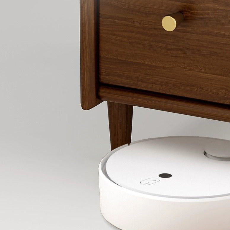 Contemporary Solid Wood Ultra-Narrow 2-Drawer Nightstand