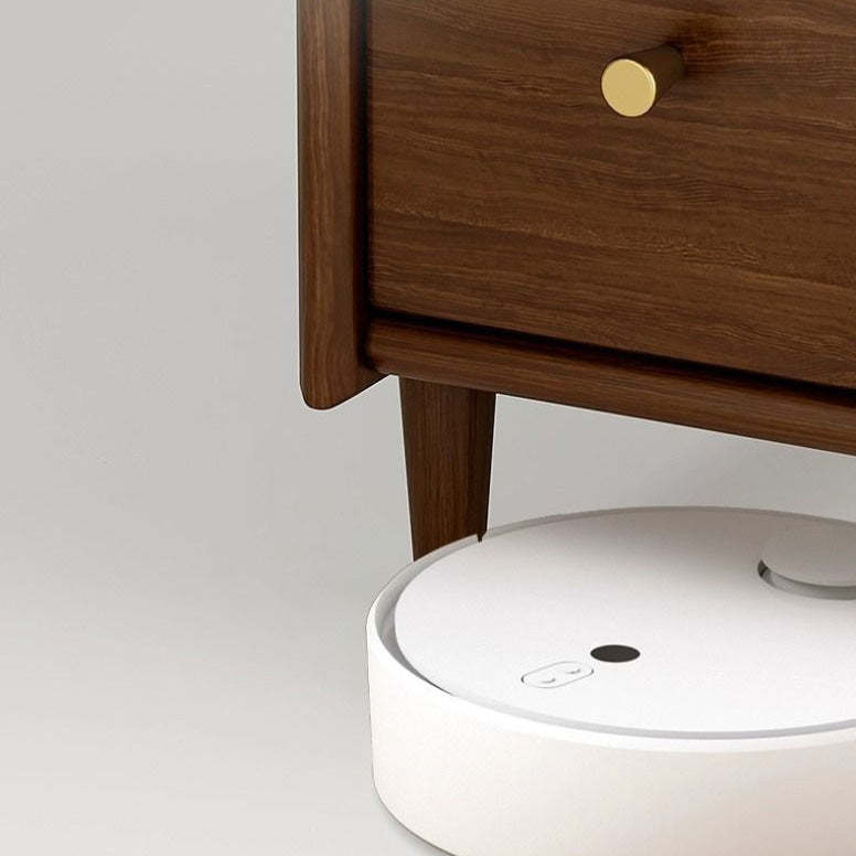 Contemporary Solid Wood Ultra-Narrow 2-Drawer Nightstand