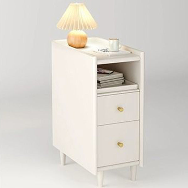Contemporary Solid Wood Ultra-Narrow 2-Drawer Nightstand