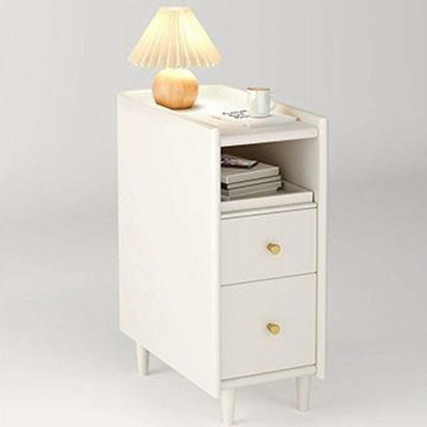 Minimalist 2-drawer ultra-narrow wood nightstands in wood glass