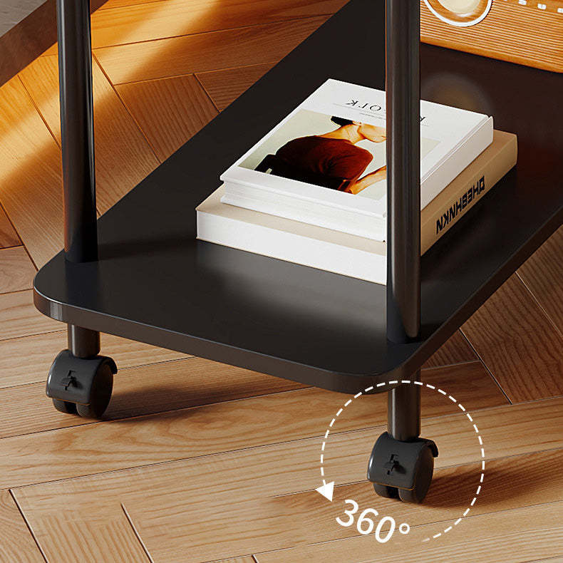 Contemporary Glass Metal 2-Tier End Table Casters