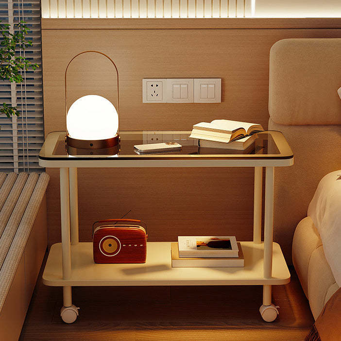 Gray metal glass end 2-tier end & side tables - minimalist
