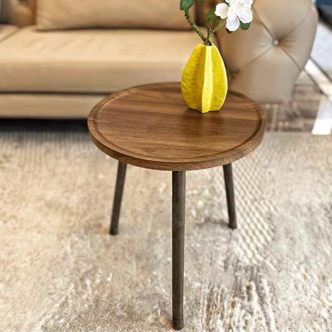 Japanese Wood Round Tray-Top End Table