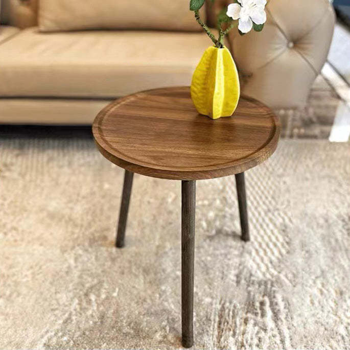 Japanese Wood Round Tray-Top End Table