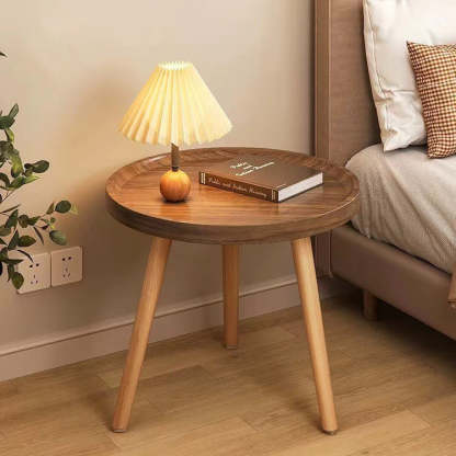 Japanese Wood Round Tray-Top End Table