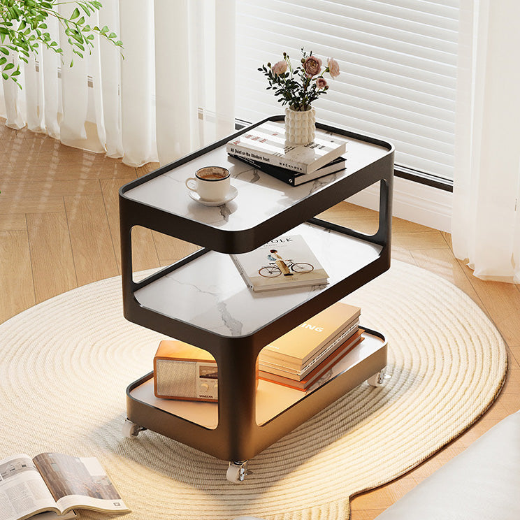 Modern Sintered Stone 3-Tier Movable End Table