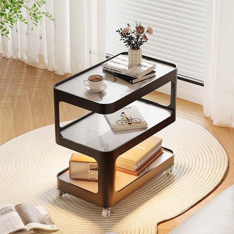 Modern Sintered Stone 3-Tier Movable End Table
