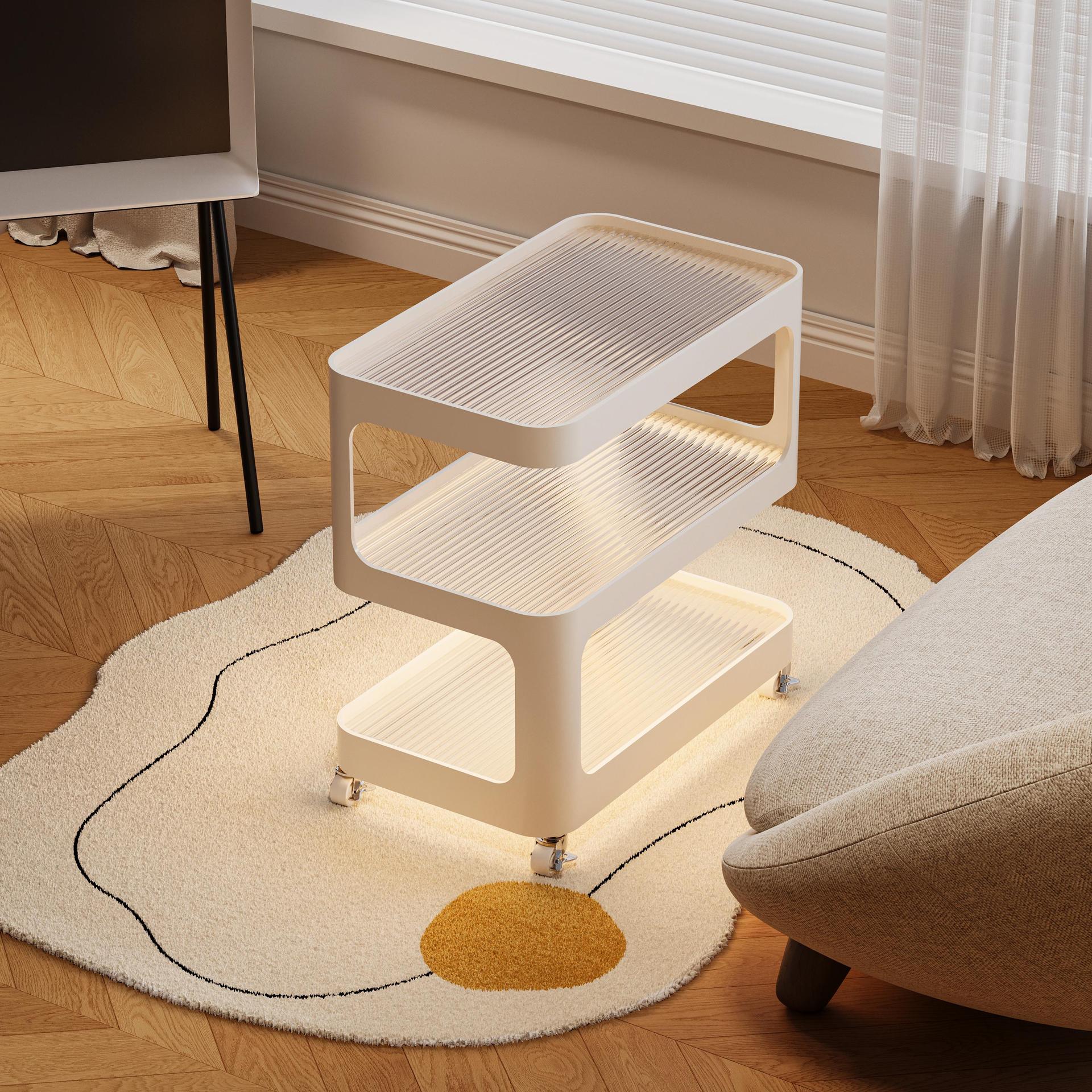 Modern Sintered Stone 3-Tier Movable End Table
