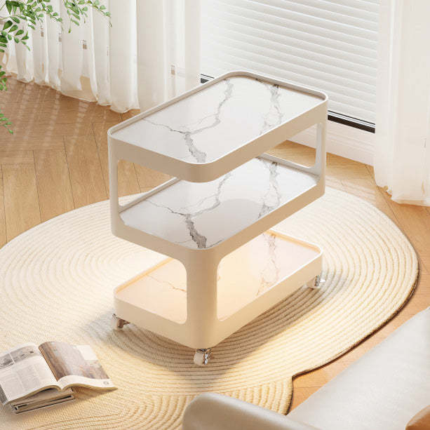 Modern Sintered Stone 3-Tier Movable End Table