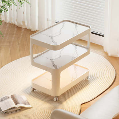 Modern Sintered Stone 3-Tier Movable End Table