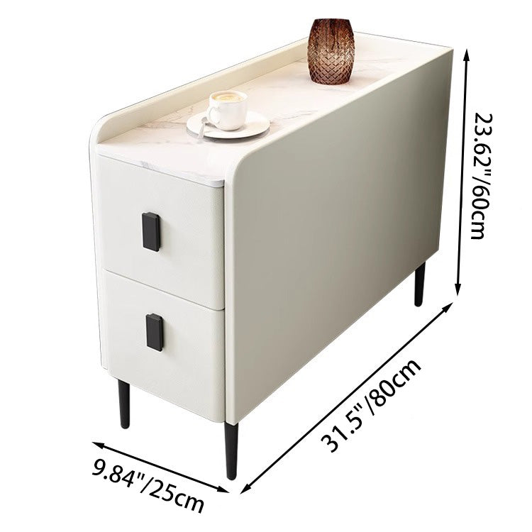 Contemporary Sintered Stone Nightstand — Dark Gray