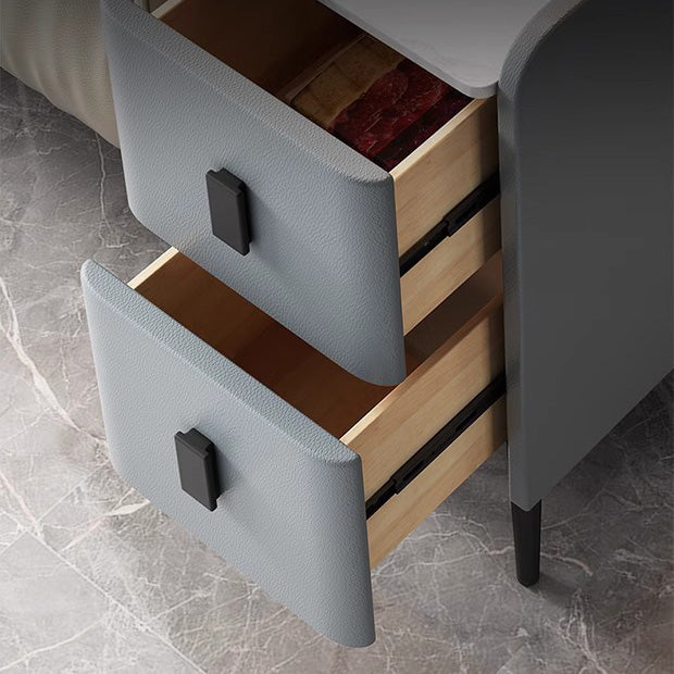 Contemporary Sintered Stone Nightstand — Orange