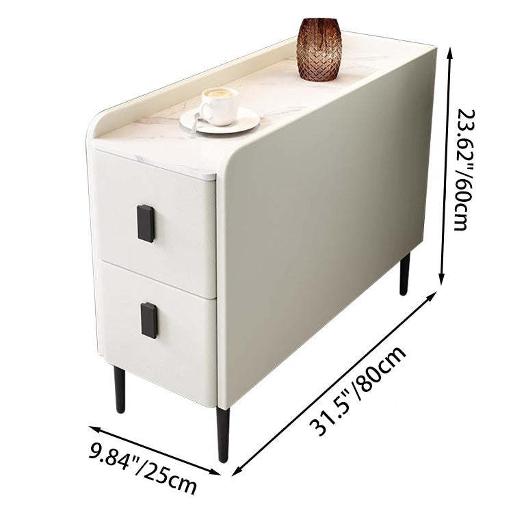 Contemporary Sintered Stone Nightstand — Dark Gray