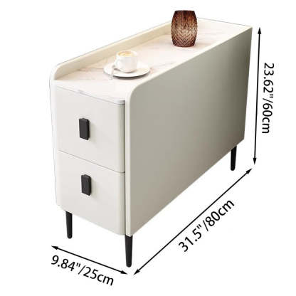 Contemporary Sintered Stone Nightstand — Dark Gray