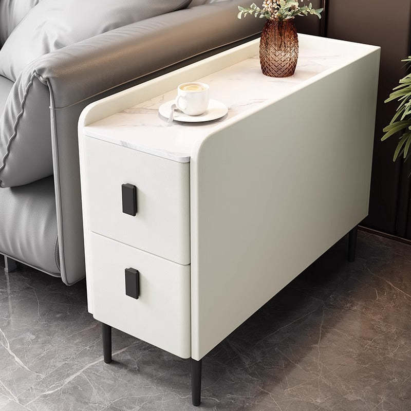Contemporary Sintered Stone Nightstand — White