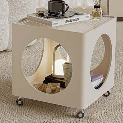 Glass Top Iron Hollow Nightstand 2-Tier