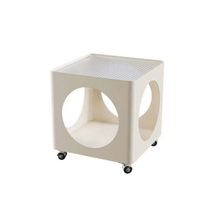 Glass Top Iron Hollow Nightstand 2-Tier