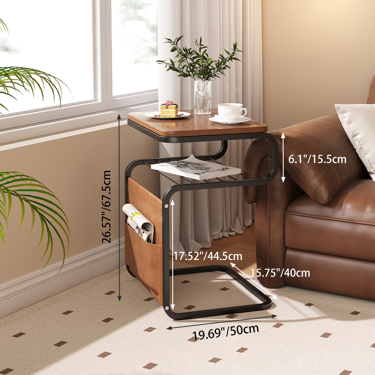 Retro Wood Iron 3-Tier End Table