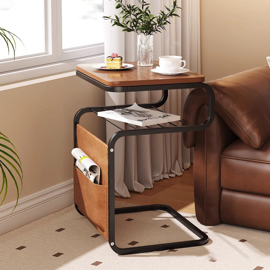 Retro Wood Iron 3-Tier End Table