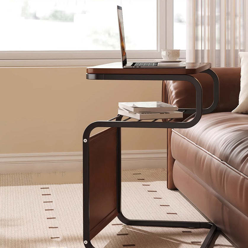 Retro Wood Iron 3-Tier End Table