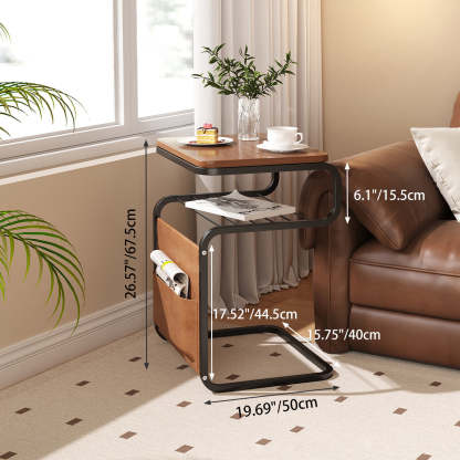 Retro Wood Iron 3-Tier End Table