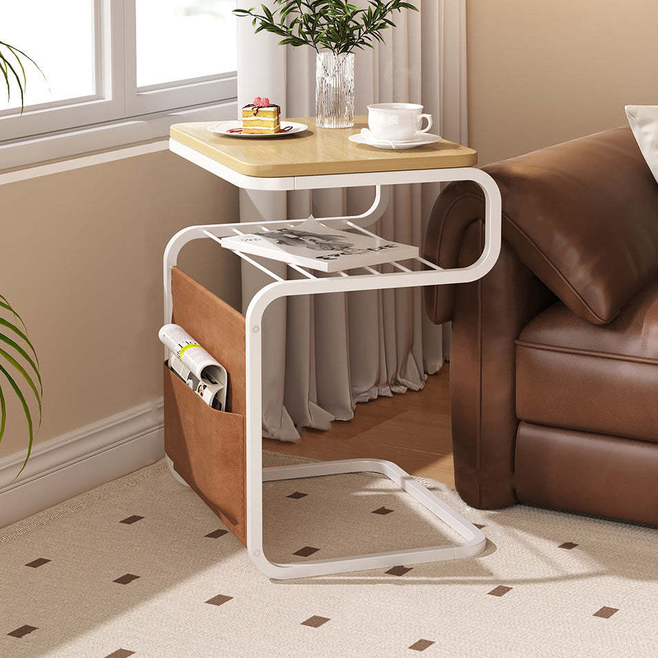 Retro Wood Iron 3-Tier End Table — Original Wood Color