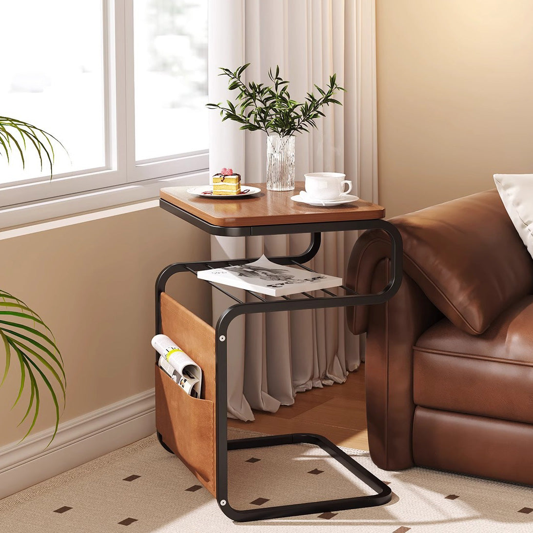 Retro Wood Iron 3-Tier End Table